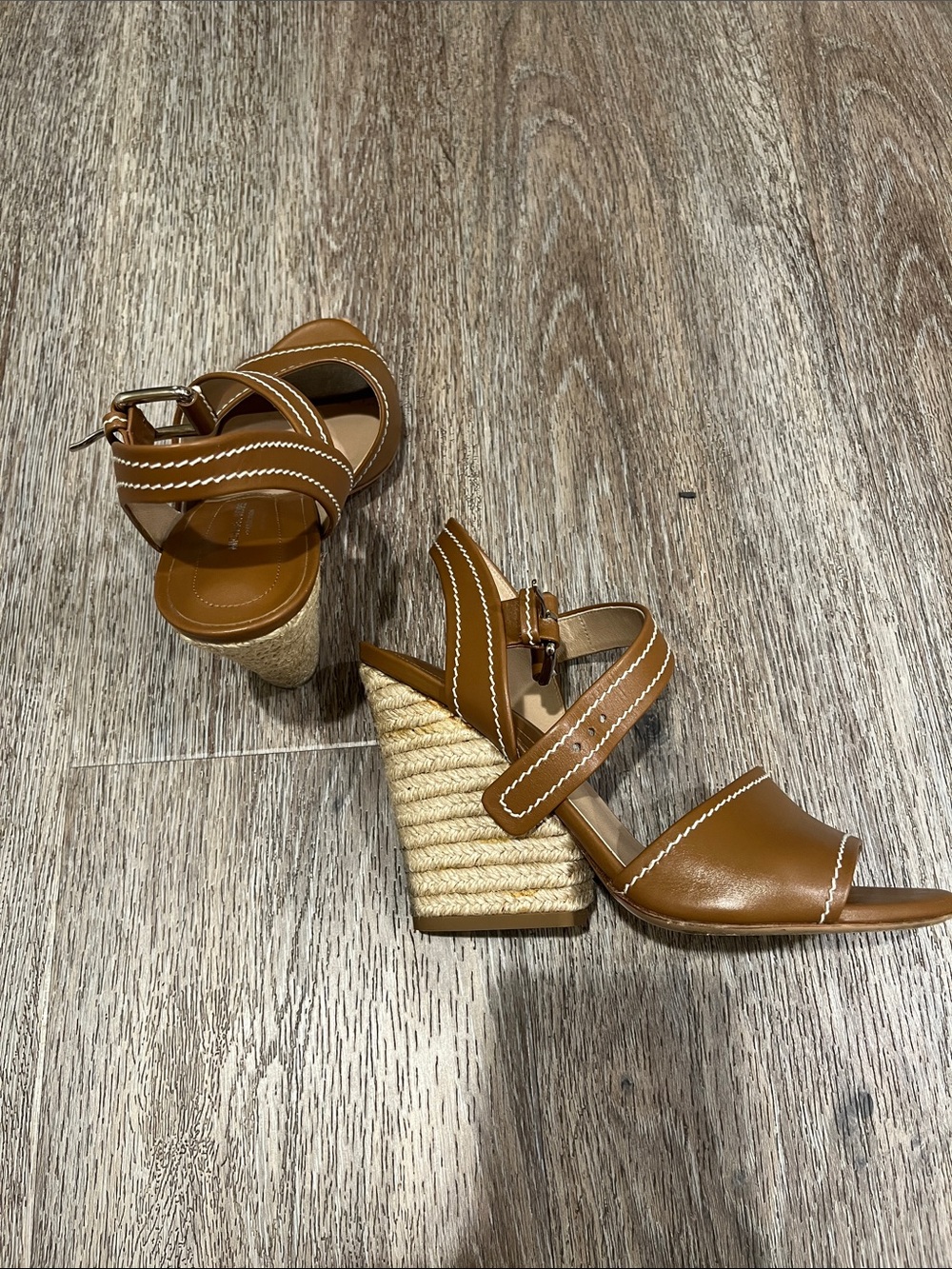 Michael Kors Tan Leather Ankle-Strap Sandals - Picture 7 of 8